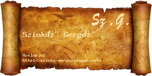 Szinkó Gergő névjegykártya